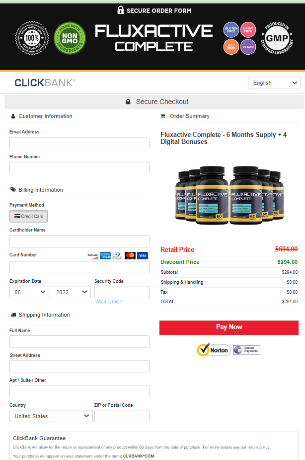 Fluxactive Complete -  Secure Order Page